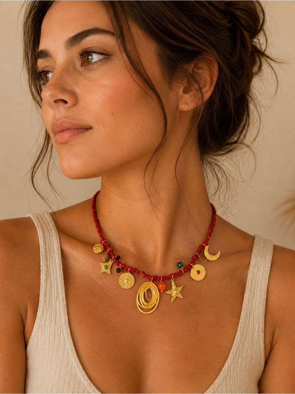 Medina fine pearls red charm necklace